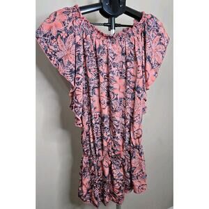 Karma Highway Womens Floral Ruffled Blouse Burnt Orange One Size